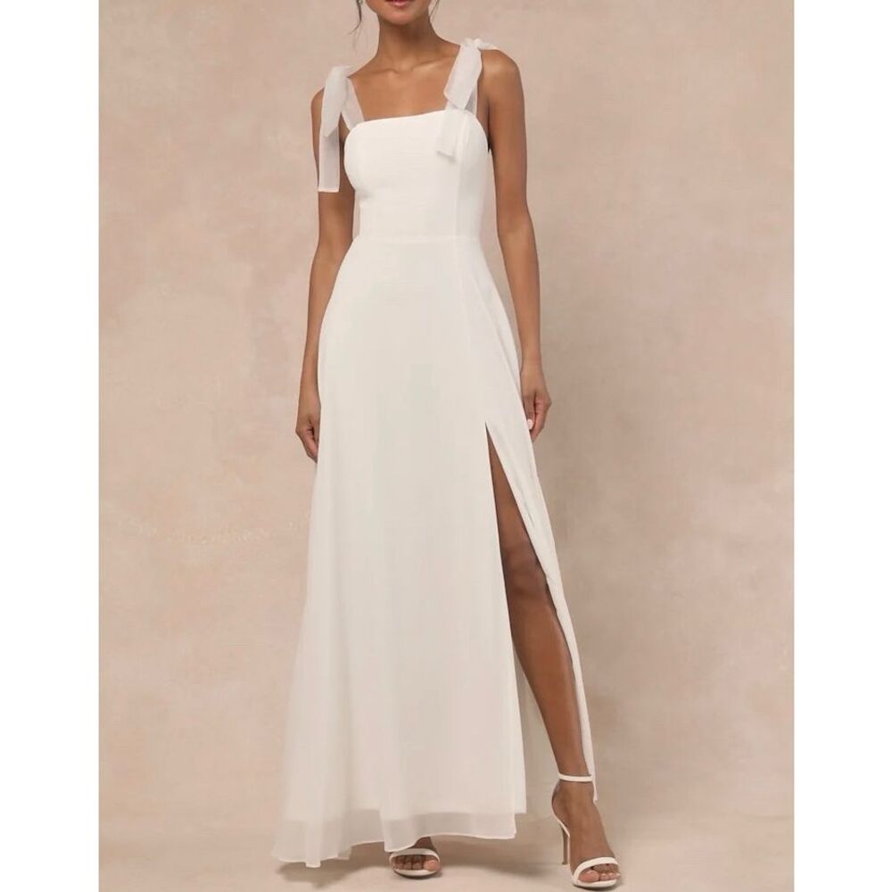 NWOT Lulus Women's XXL Radiant Romance White Tie-Strap Maxi Dress Wedding